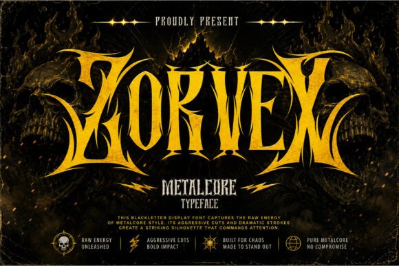 Zorvex: Commanding Attention with Blackletter Edge